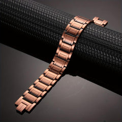 Solid Copper Magnetic Bracelet & Ring Set for Men, Adjustable Size Jewelry Gift