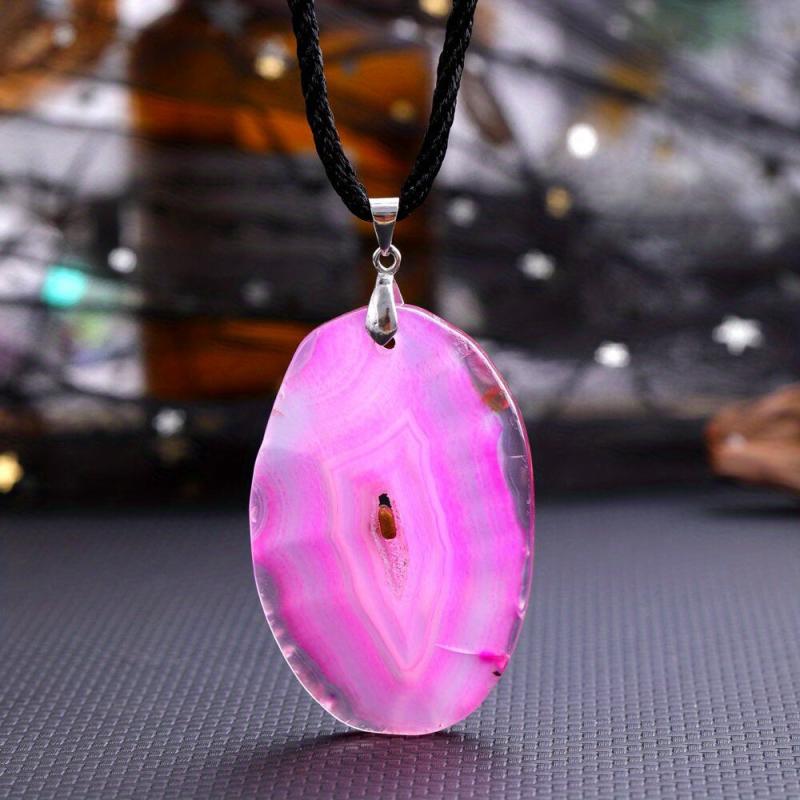 Natural Crystal Agate Flake Raw Necklace Reiki Yoga Gemstone Raw Edge Necklace