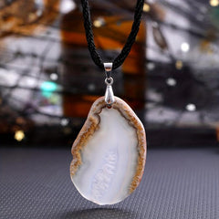 Natural Crystal Agate Flake Raw Necklace Reiki Yoga Gemstone Raw Edge Necklace