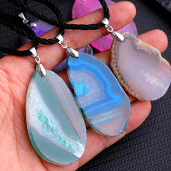 Natural Crystal Agate Flake Raw Necklace Reiki Yoga Gemstone Raw Edge Necklace