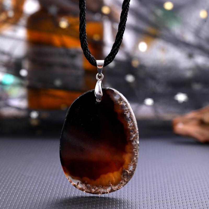 Natural Crystal Agate Flake Raw Necklace Reiki Yoga Gemstone Raw Edge Necklace
