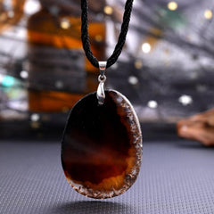 Natural Crystal Agate Flake Raw Necklace Reiki Yoga Gemstone Raw Edge Necklace
