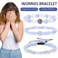 3pc Crystal Bracelet Set for Focused Yoga Meditation