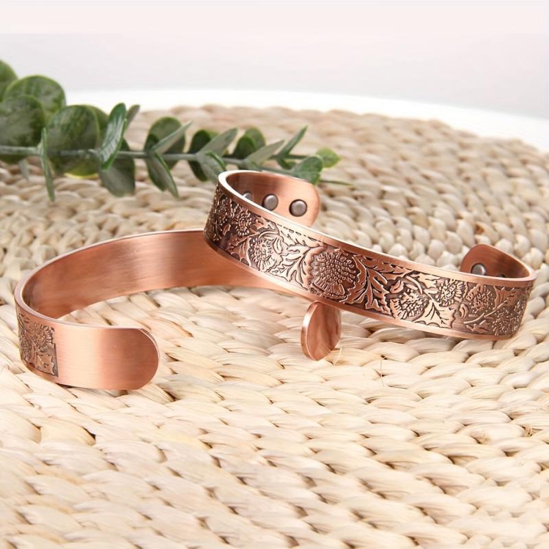 Magnetic Copper Bracelet Vintage Style Adjustable Bangles Christmas Gift