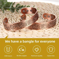 Magnetic Copper Bracelet Vintage Style Adjustable Bangles Christmas Gift