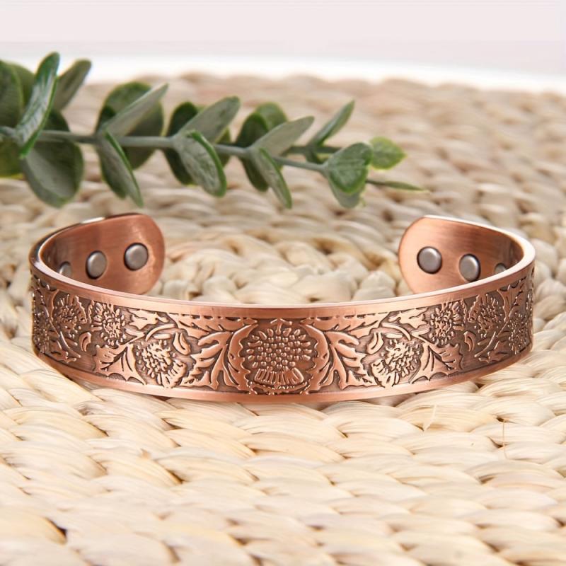Magnetic Copper Bracelet Vintage Style Adjustable Bangles Christmas Gift
