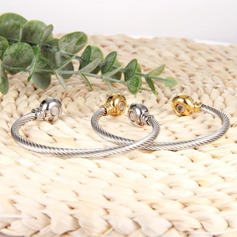 Stainless Steel Magnetic Bangle Bracelet Twisted Cable Golf Bracelet