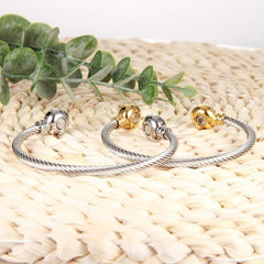 Stainless Steel Magnetic Bangle Bracelet Twisted Cable Golf Bracelet
