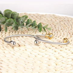 Stainless Steel Magnetic Bangle Bracelet Twisted Cable Golf Bracelet