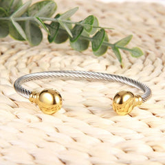 Stainless Steel Magnetic Bangle Bracelet Twisted Cable Golf Bracelet