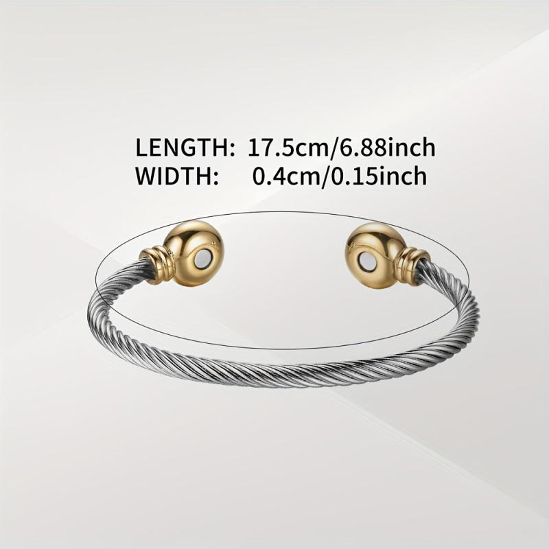 Stainless Steel Magnetic Bangle Bracelet Twisted Cable Golf Bracelet