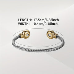 Stainless Steel Magnetic Bangle Bracelet Twisted Cable Golf Bracelet