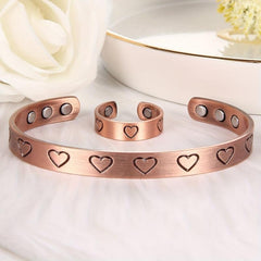 Pure Copper Magnetic Detox Ring & Bracelet Set for Women
