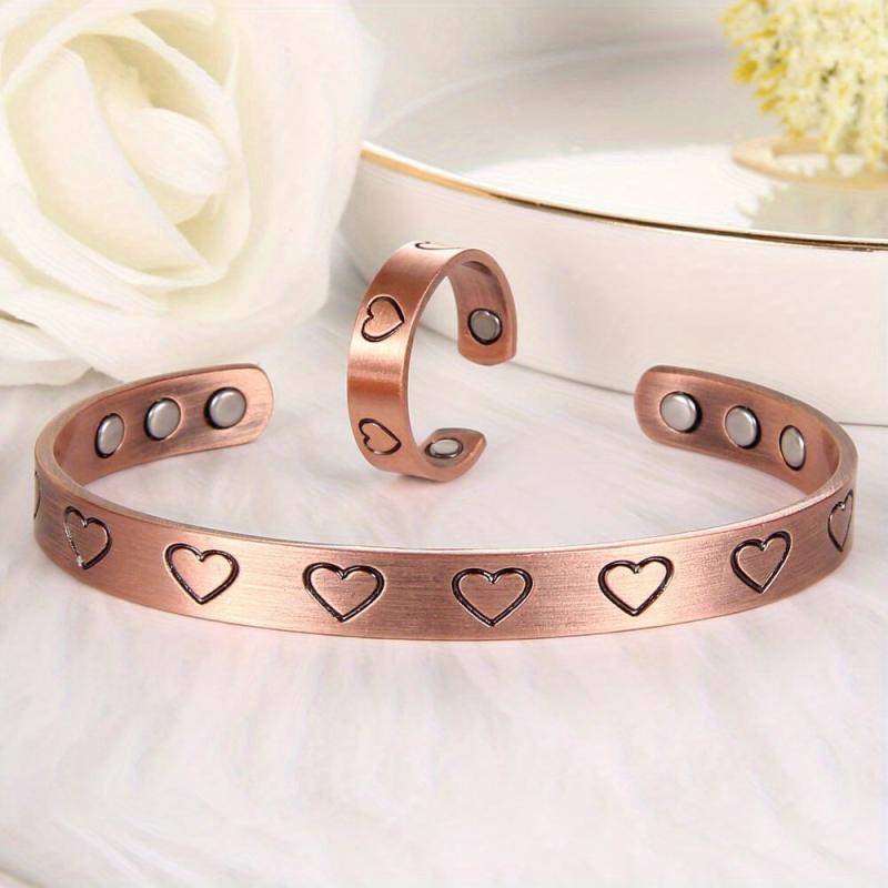 Pure Copper Magnetic Detox Ring & Bracelet Set for Women