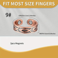 2pcs Magnetic Copper Rings For Men Women Adjustable Strong Magnets