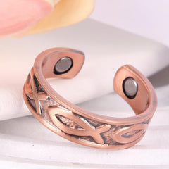 2pcs Magnetic Copper Rings For Men Women Adjustable Strong Magnets