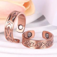 2pcs Magnetic Copper Rings For Men Women Adjustable Strong Magnets