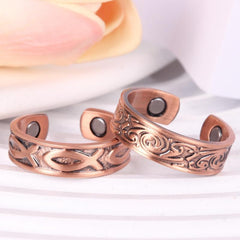2pcs Magnetic Copper Rings For Men Women Adjustable Strong Magnets