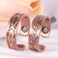 2pcs Magnetic Copper Rings For Men Women Adjustable Strong Magnets