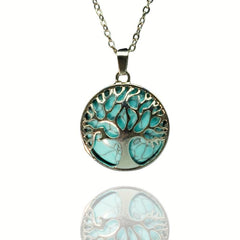 Natural Crystal Tree Of Life Pendant Women Crystal Necklace