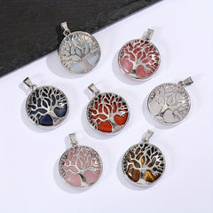 Natural Crystal Tree Of Life Pendant Women Crystal Necklace