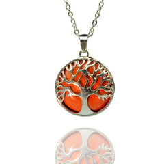 Natural Crystal Tree Of Life Pendant Women Crystal Necklace