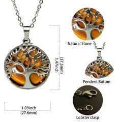 Natural Crystal Tree Of Life Pendant Women Crystal Necklace