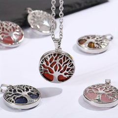 Natural Crystal Tree Of Life Pendant Women Crystal Necklace