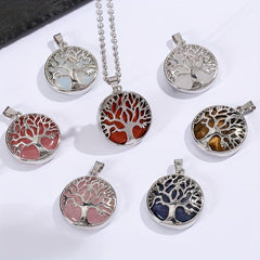 Natural Crystal Tree Of Life Pendant Women Crystal Necklace