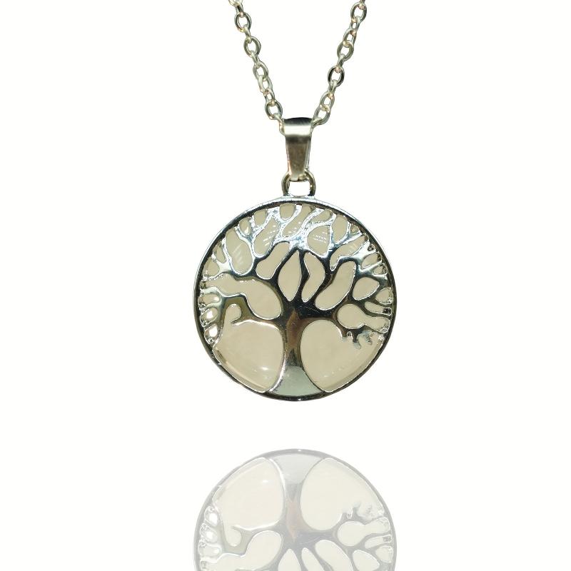 Natural Crystal Tree Of Life Pendant Women Crystal Necklace