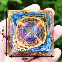 Energy Orgonite Pyramid Kyanite Amethyst Crystal Pyramide Reiki Meditation Tool