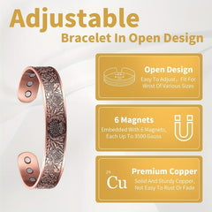 Copper Magnetic Bracelet 99.99% Pure Solid Copper Cuff Bangle