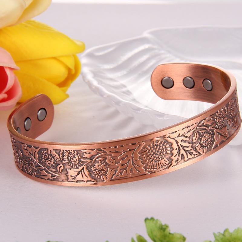 Copper Magnetic Bracelet 99.99% Pure Solid Copper Cuff Bangle
