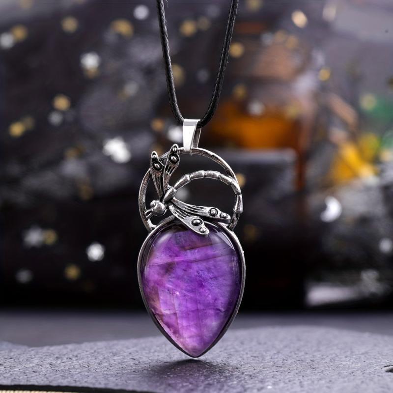 Dragonfly Droplet Necklace Healing Crystal DIY Jewelry