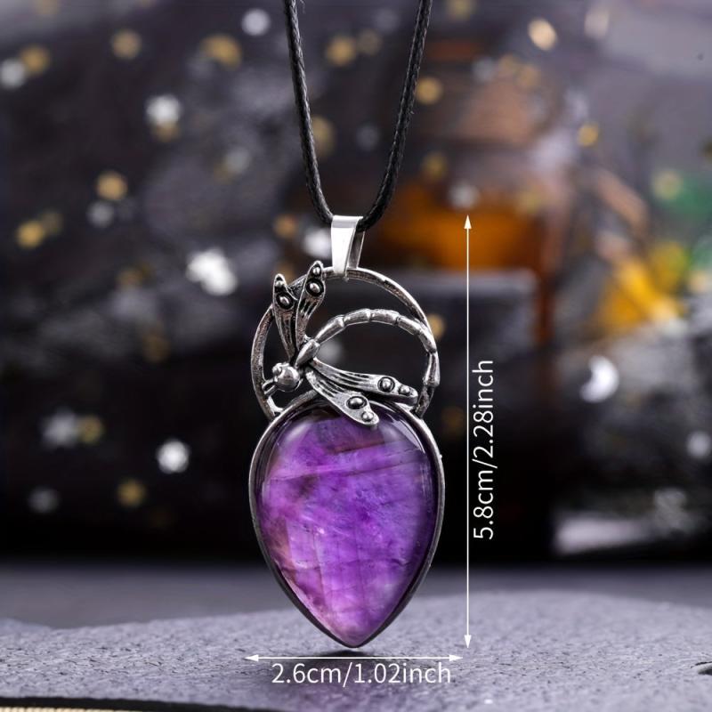 Dragonfly Droplet Necklace Healing Crystal DIY Jewelry