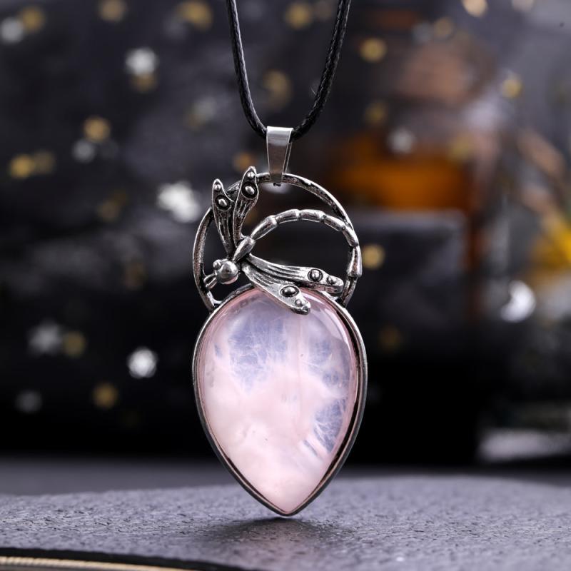 Dragonfly Droplet Necklace Healing Crystal DIY Jewelry