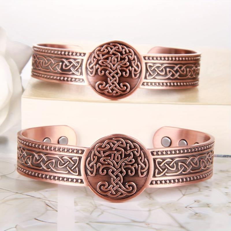 Men's Copper Magnetic Bracelet Wide Cuff Bangle