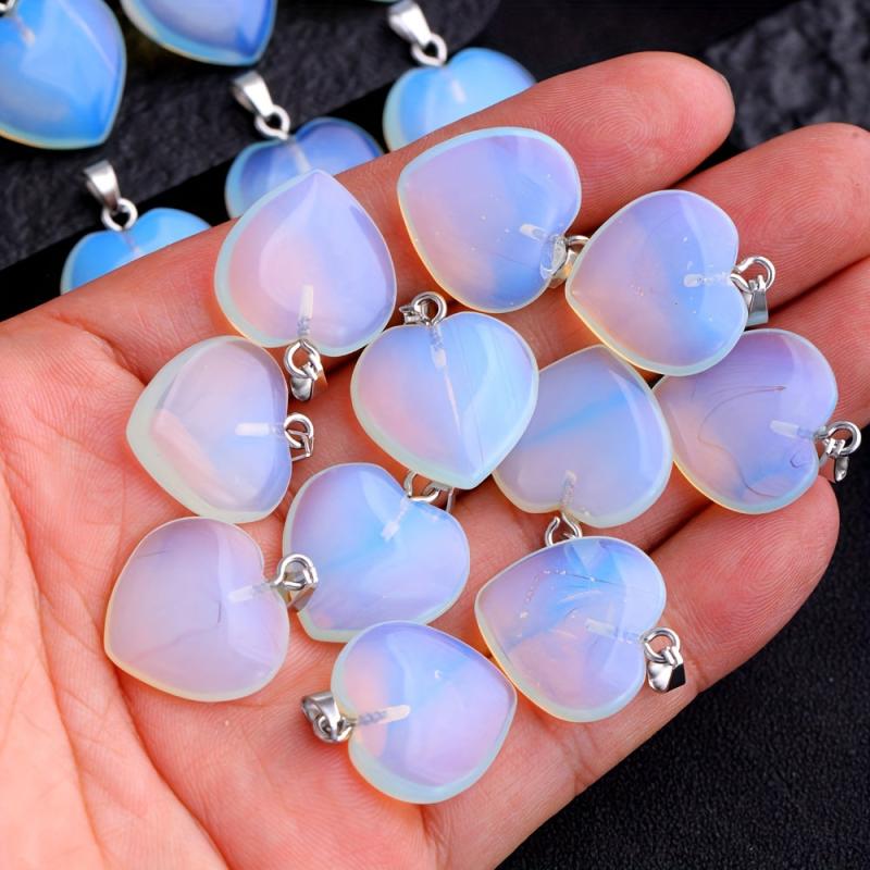 Natural Stone Protein Heart Necklace Pendant DIY Accessories
