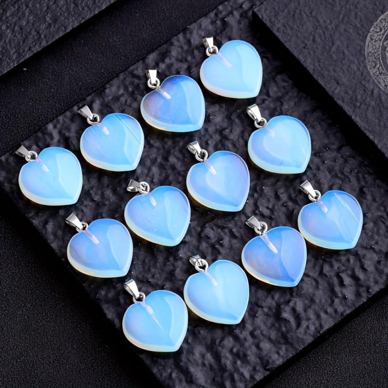 Natural Stone Protein Heart Necklace Pendant DIY Accessories
