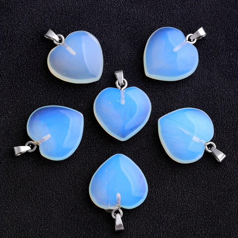 Natural Stone Protein Heart Necklace Pendant DIY Accessories