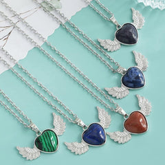 Heart Shaped Crystal Pendant Necklace Natural Quartz Stone Pendant Necklace