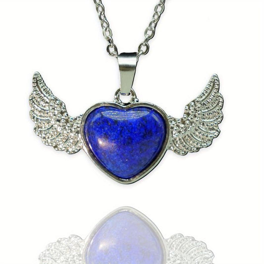 Heart Shaped Crystal Pendant Necklace Natural Quartz Stone Pendant Necklace