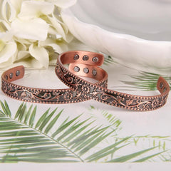 Copper Magnetic Bracelet Cuff Bangle with 6 Magnets