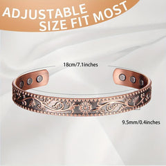 Copper Magnetic Bracelet Cuff Bangle with 6 Magnets