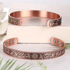 Copper Magnetic Bracelet Cuff Bangle with 6 Magnets