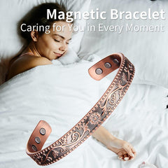 Copper Magnetic Bracelet Cuff Bangle with 6 Magnets