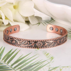 Copper Magnetic Bracelet Cuff Bangle with 6 Magnets