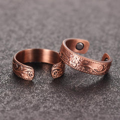2pcs Copper Magnetic Ring Christmas Jewelry Gift Vintage Flower