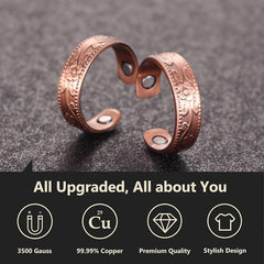 2pcs Copper Magnetic Ring Christmas Jewelry Gift Vintage Flower