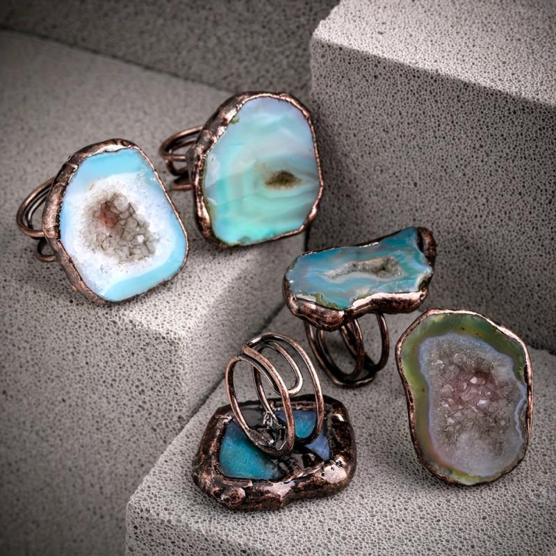 Green Agate Vintage Ring Adjustable Third Eye Chakra